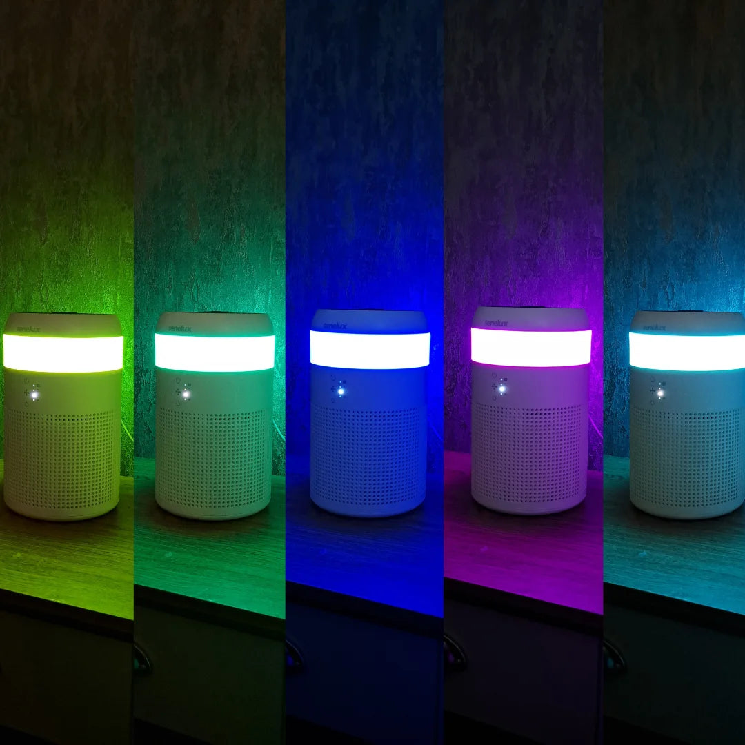 Senelux Demi HEPA Air Purifier for Bedroom with 7 Colours Light, Mini Air Purifier with Fragrance Sponge for Home Office Living Room