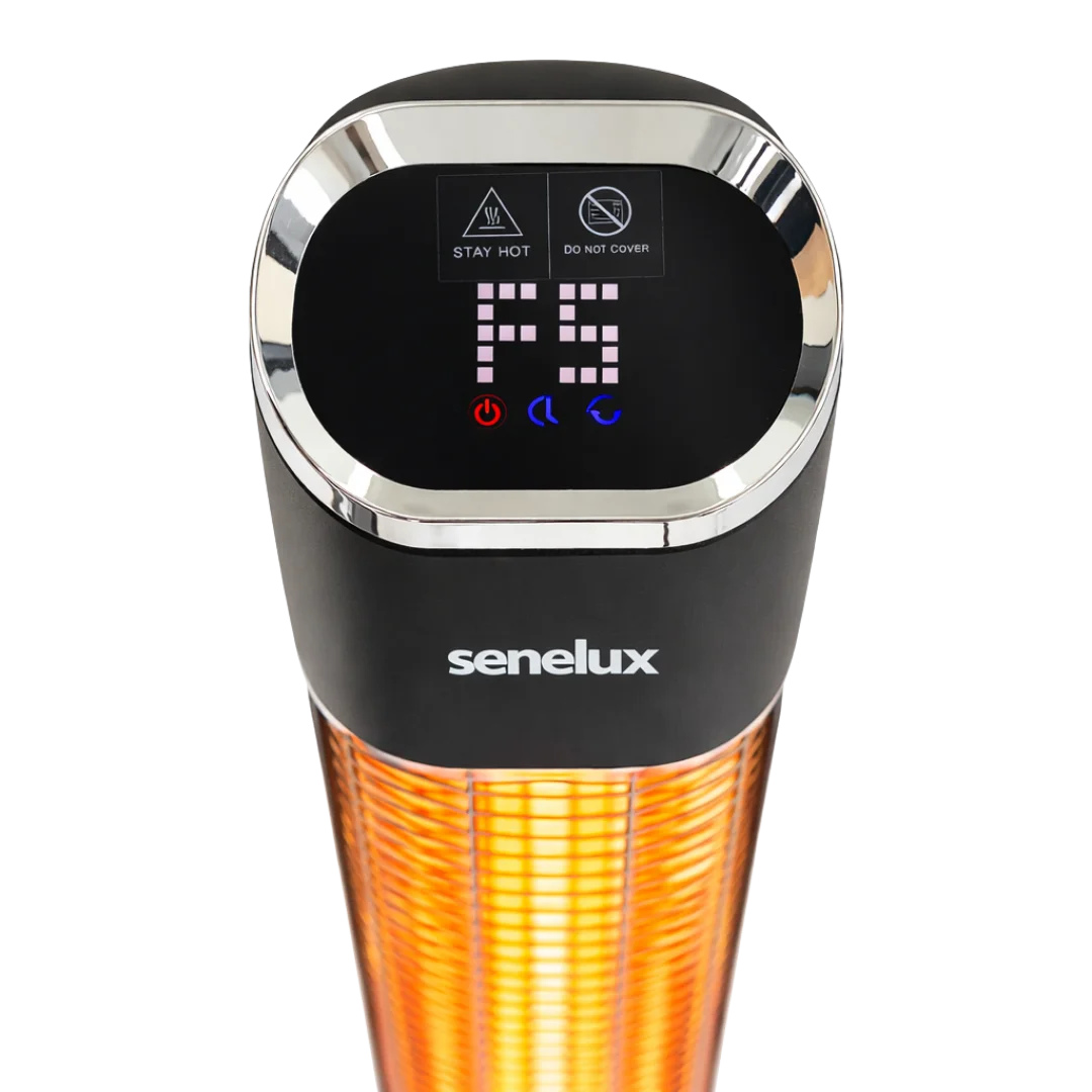 Senelux portable heater with digital display on a white background