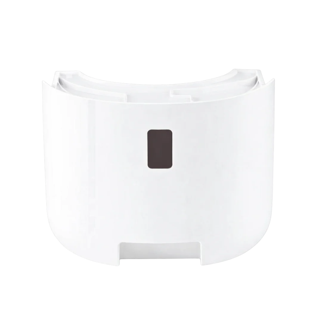 White electronic device with a black rectangular component on a white background