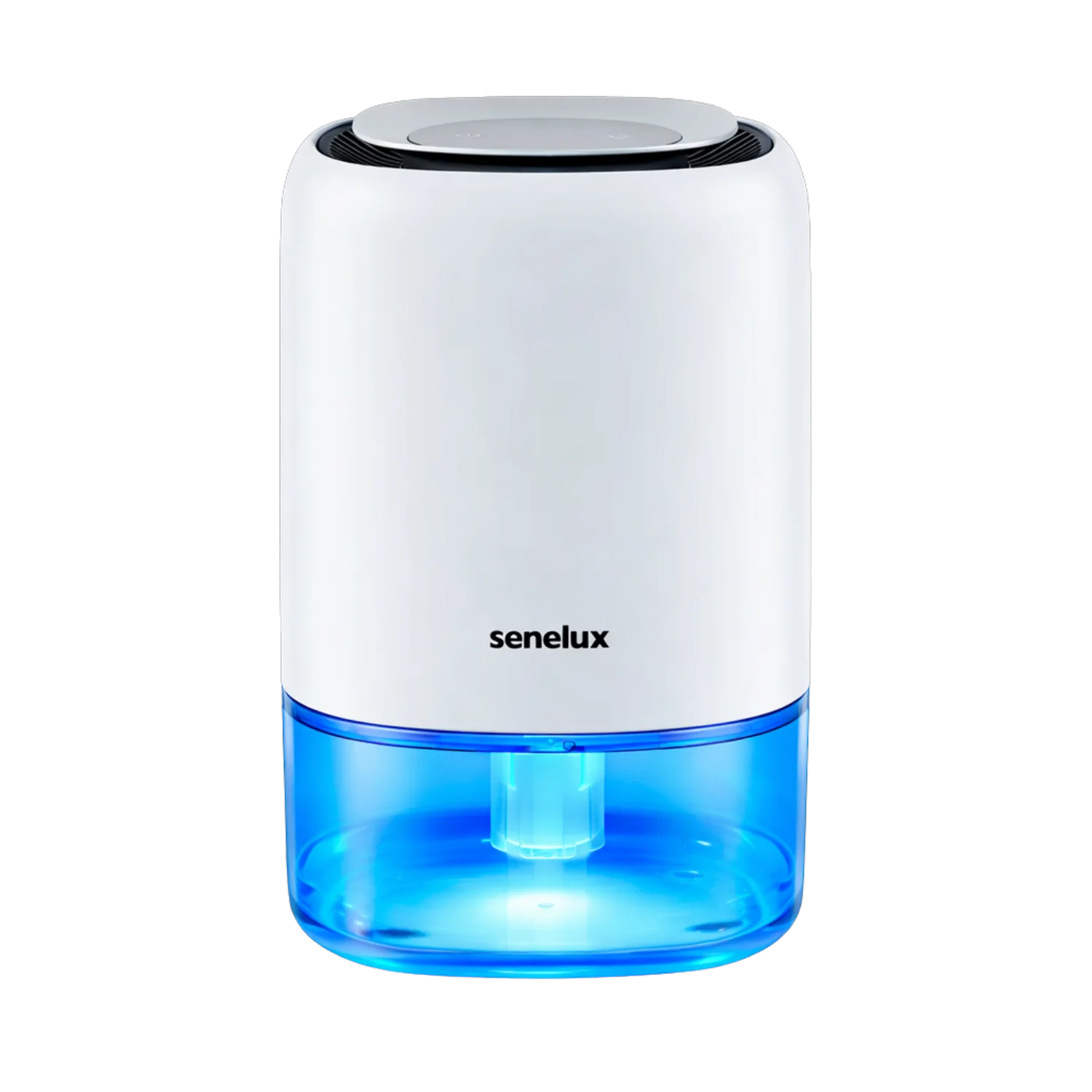 White and blue humidifier with 'senelux' branding on a white background