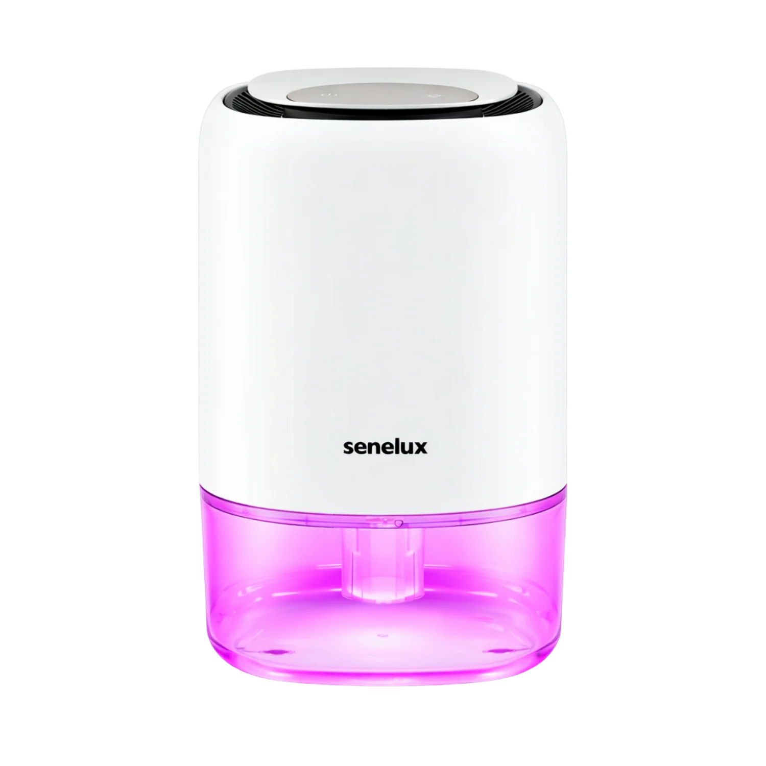 White and pink humidifier with 'senelux' branding on a white background