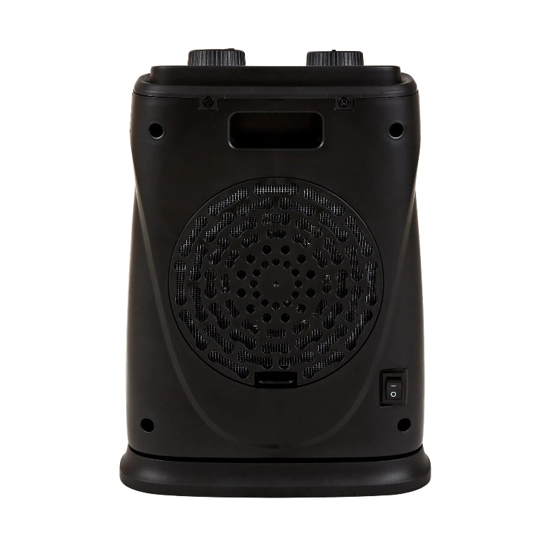 Senelux Portable Mini Ceramic heater all black back design with energy efficient power cord.