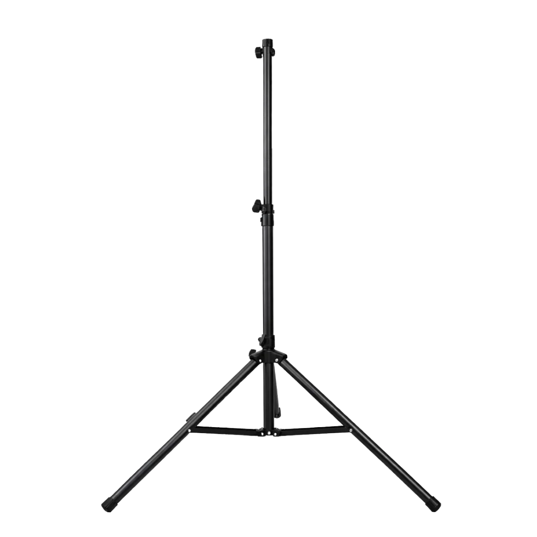 Black tripod stand on a white background