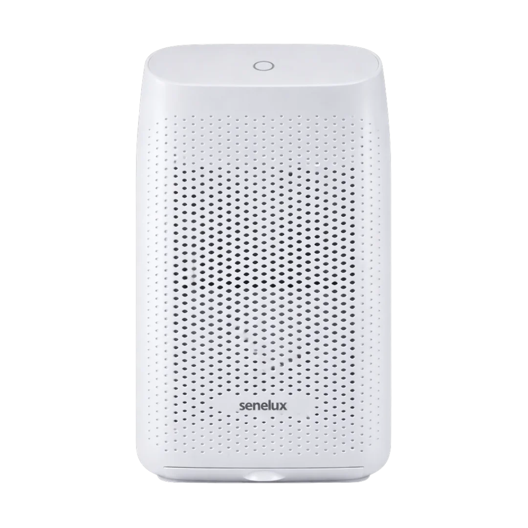 White air purifier with 'senelux' branding on a white background