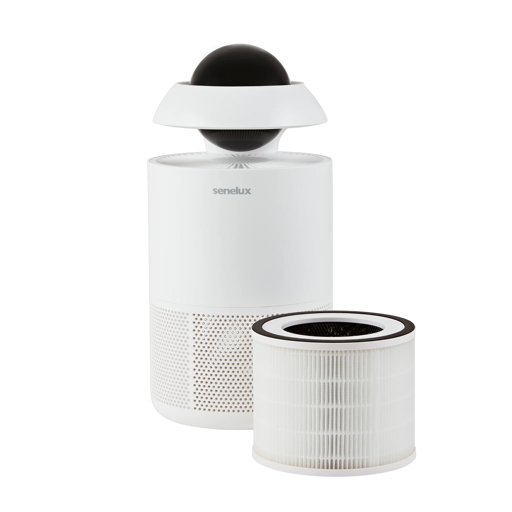 An image of the Senelux Jupiter Air Purifier with an advanced HEPA Air Purifier next to it.
