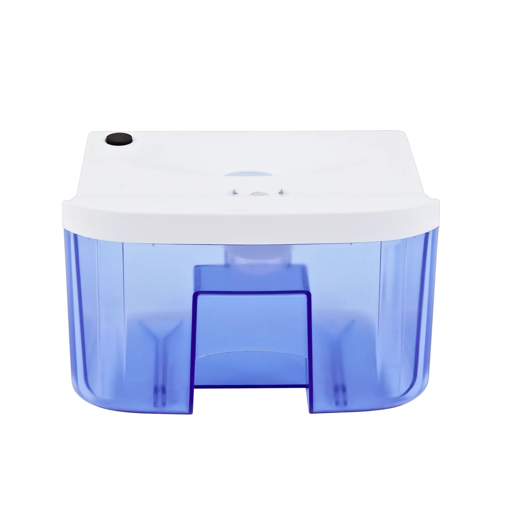 The water tank for the Senelux 750ml dehumidifier on its own. The water tank is mostly see-through purple for easy water viewing.