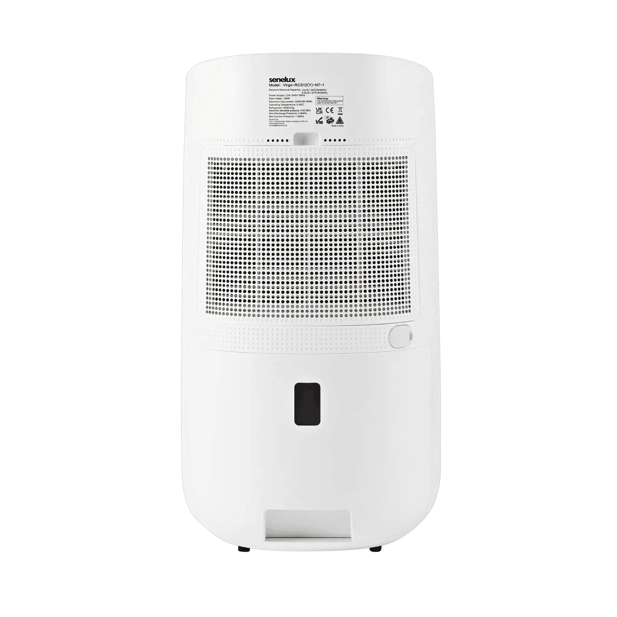 White dehumidifier with brand logo on a white background