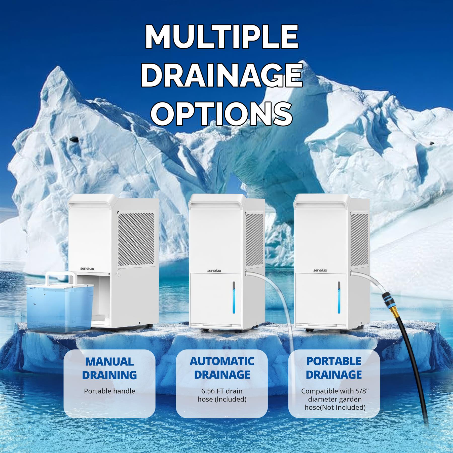 Senelux 25L/Day Dehumidifier Smart App Wi-Fi with 5.5L Water Tank, Continuous Drainage, Large Room Laundry Drying, Bedrooms, Basements Sleep Mode, 24H Timer