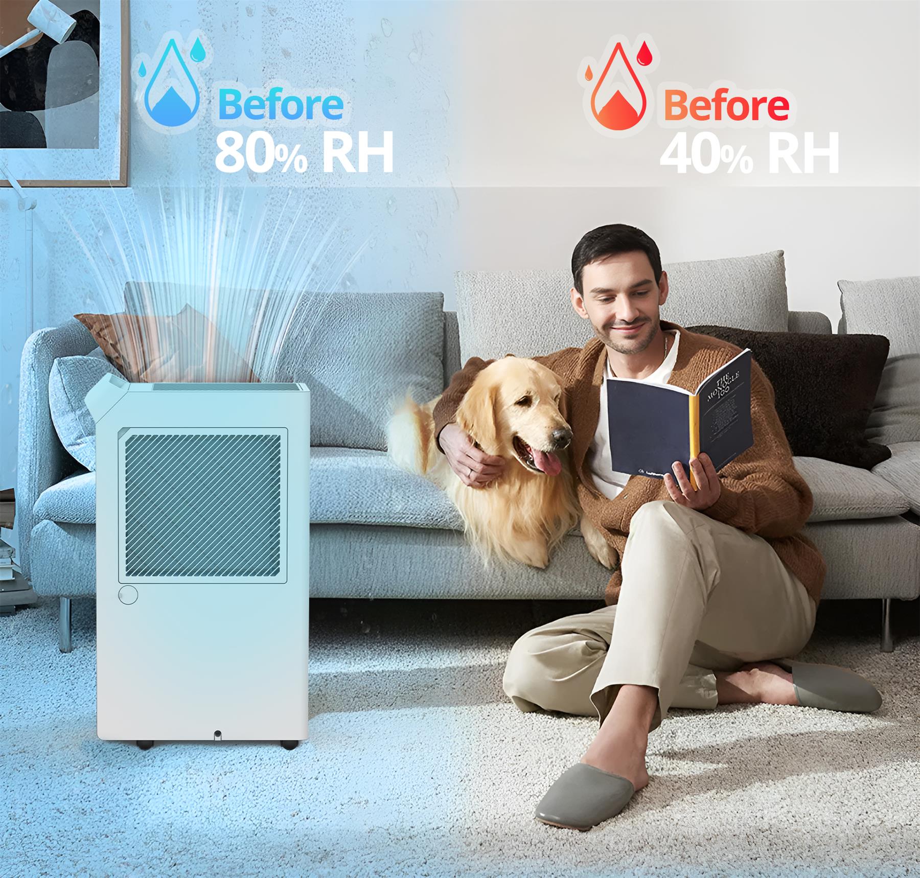 Senelux 25L/Day Dehumidifier Smart App Wi-Fi with 5.5L Water Tank, Continuous Drainage, Large Room Laundry Drying, Bedrooms, Basements Sleep Mode, 24H Timer