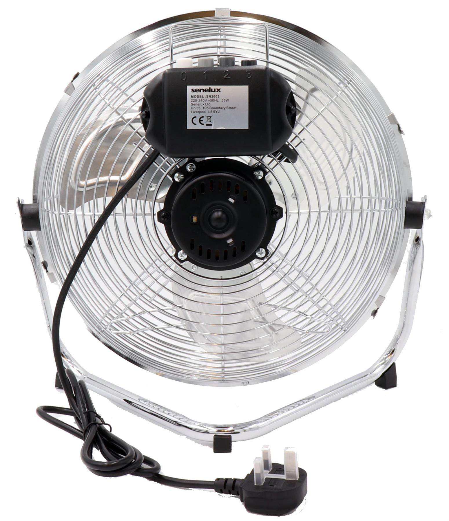 Chrome Floor Fan for Homes, Gyms, Bedrooms & Kitchens | with 3 Fan Speeds and Adjustable Tilt